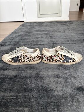 Golden Goose Leopard Print Superstar Sneakers with Black Star